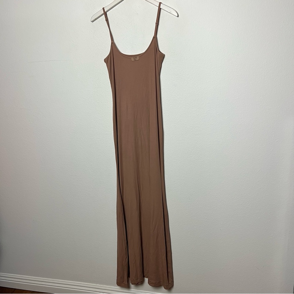Skims soft lounge ribbed stretch-modal tan Sienna slip dress Size XL NWOT - Picture 4 of 5